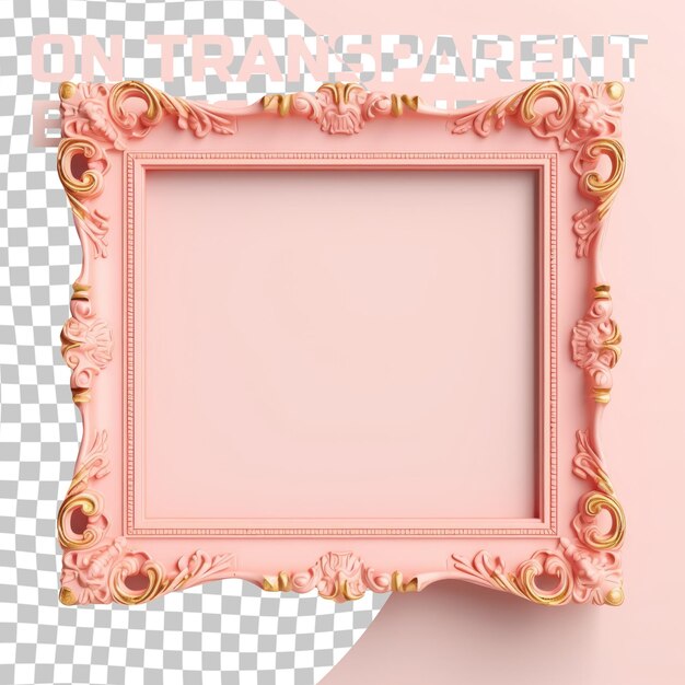 PSD a pink framed picture of a frame with gold flowers on it