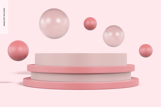 Pink frosted exhibition podium mockup