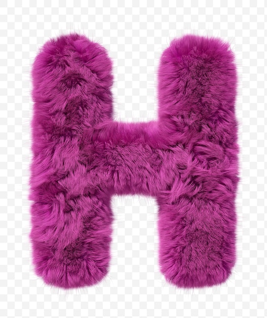 PSD pink fur alphabet furry letter h isolated