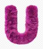 PSD alfabeto di pelliccia rosa furry lettera u isolata
