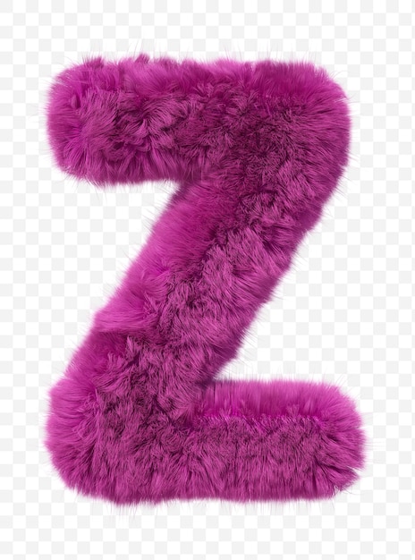 Pink fur alphabet Furry letter z isolated  