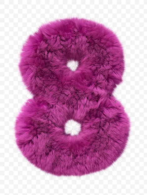 pink fur alphabet furry number 8 isolated  