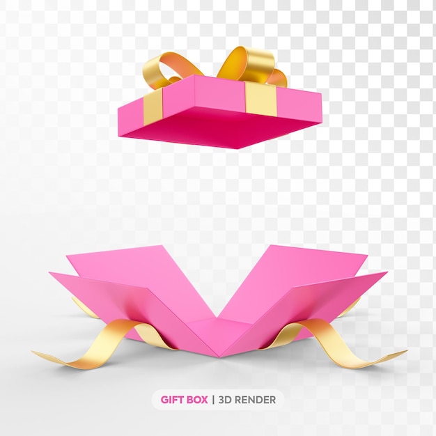 Scatola regalo rosa rendering 3d