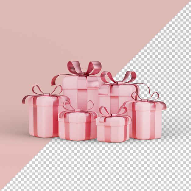 Pink gift box isolated 3d render