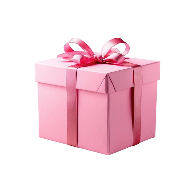 Pink gift box with ribbon and bow