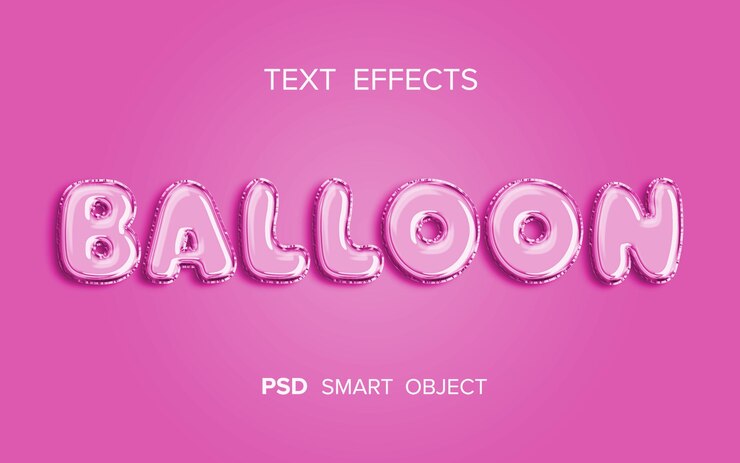 Pink Glossy Balloon Text Effect Graphic Resource