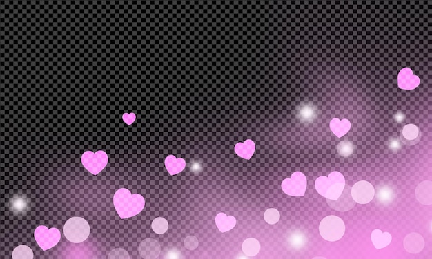 PSD pink glowing bokeh effect with hearts