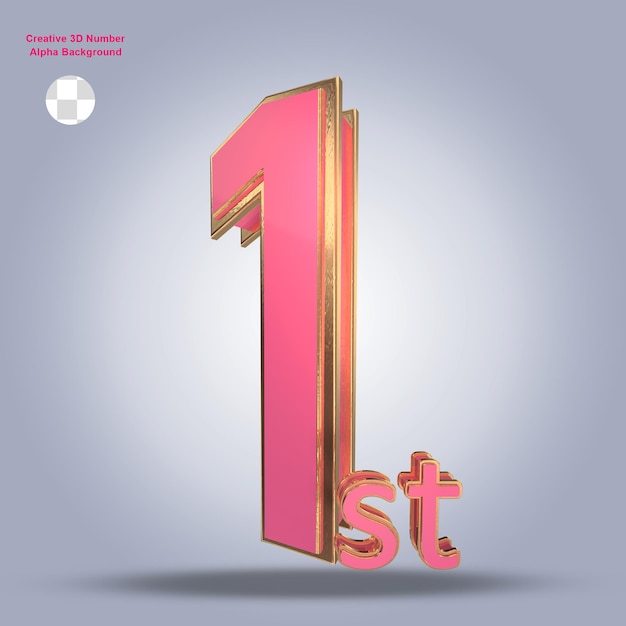 Pink gold 3d number 1st to 10th