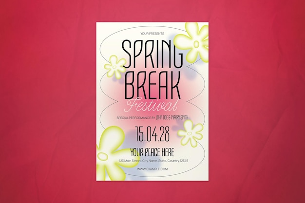 Pink gradient spring break festival flyer