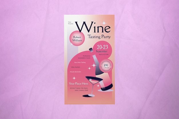 PSD pink gradient wine wine tasting social media story