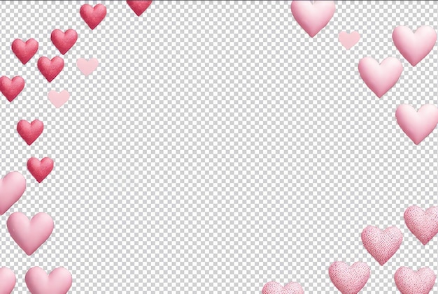 pink heart background for valentines day post on transparent background