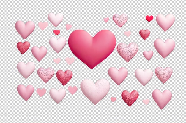 PSD pink heart background for valentines day post on transparent background