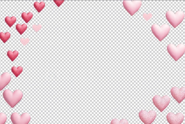 PSD pink heart background for valentines day post on transparent background