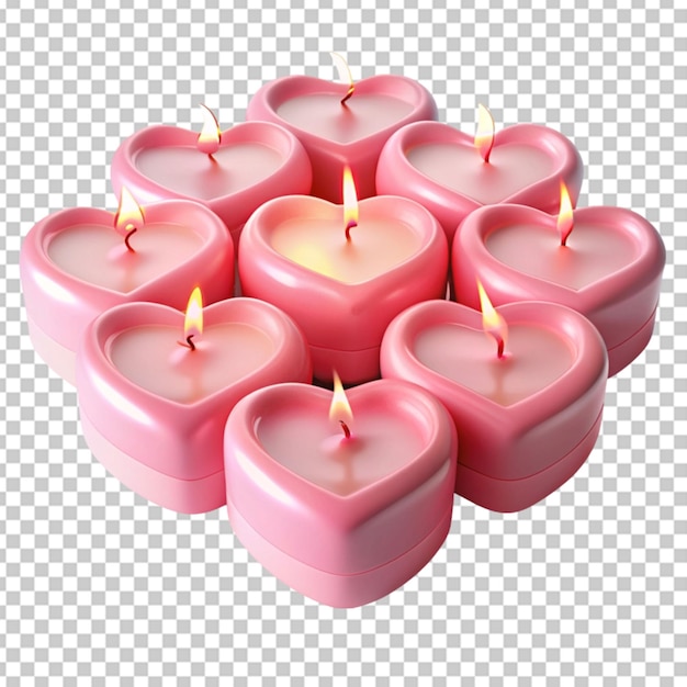 pink heart candles transparent background