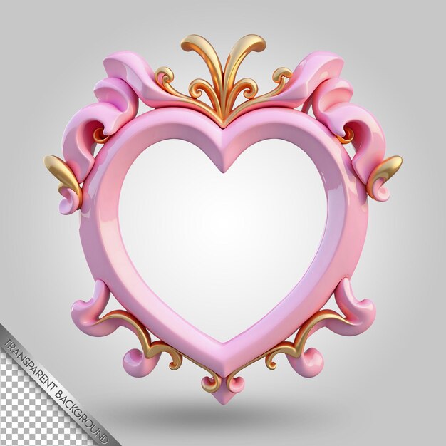 A pink heart with a gold and pink heart on the bottom