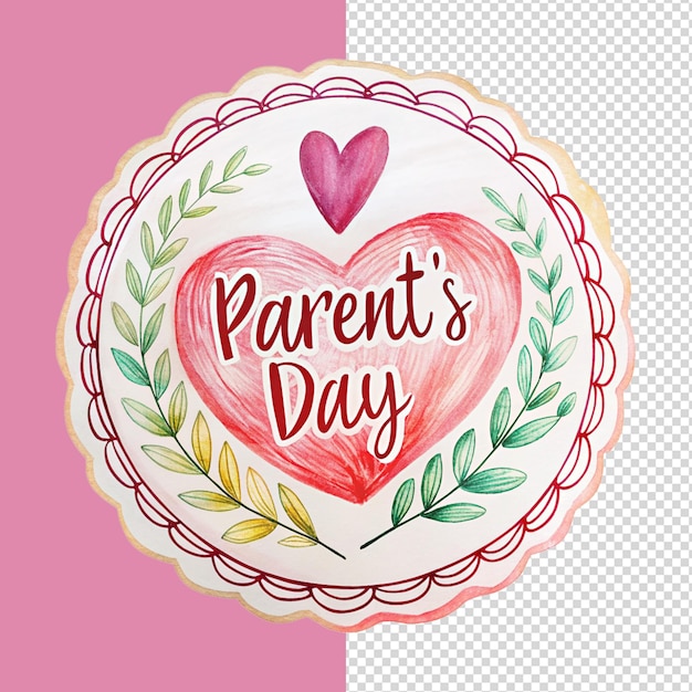 PSD a pink heart with the words parents day on it