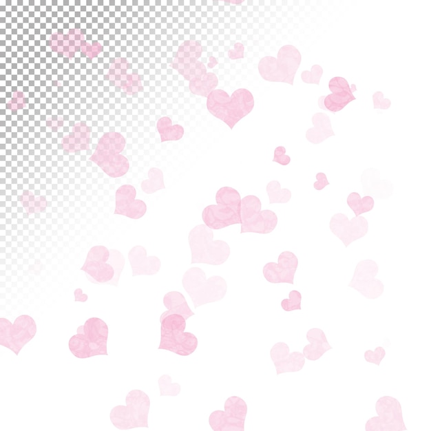 Pink hearts on a transparent background.