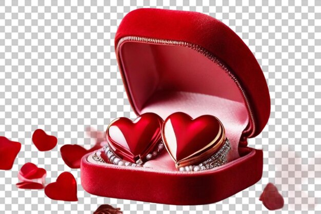 PSD pink heartshaped and jewelry in red velvet box