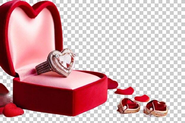 PSD pink heartshaped and jewelry in red velvet box