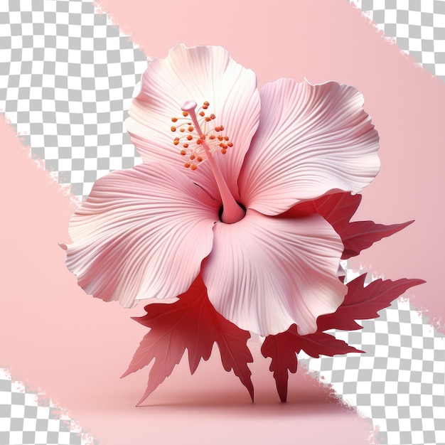 PSD pink hibiscus flower solitary on a transparent background