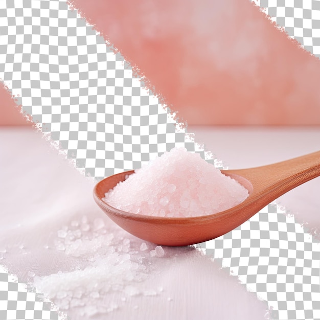 PSD pink himalayan salt in a spoon transparent background