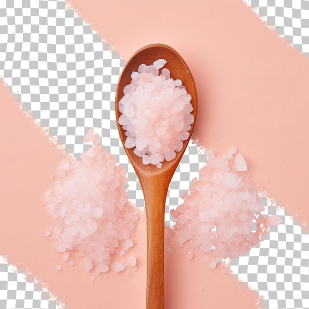 PSD pink himalayan salt in a spoon transparent background