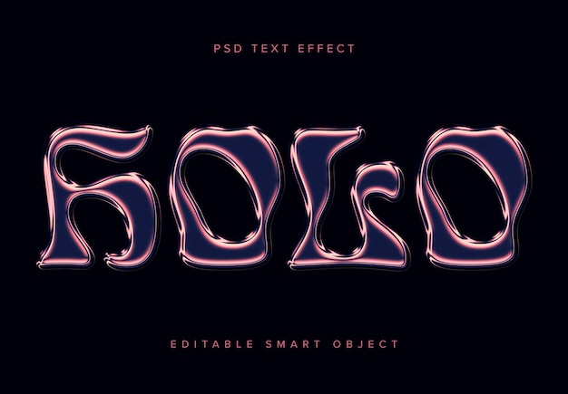 PSD pink holographic text effect mockup