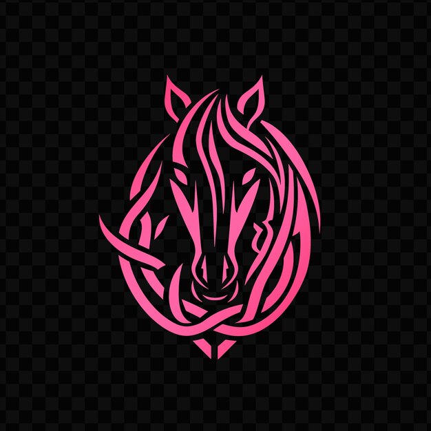 PSD pink horse head on a black background free vector