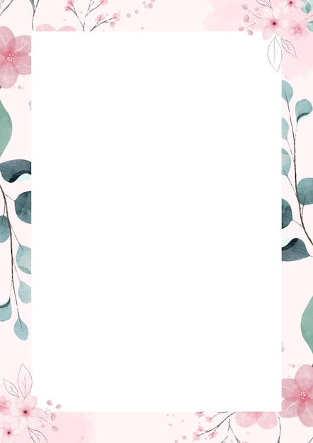 PSD pink illustrative floral page border 1