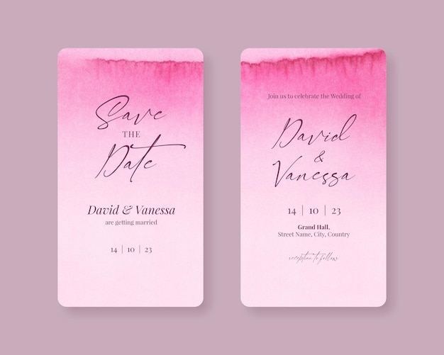 Pink Instagram wedding invitation card template