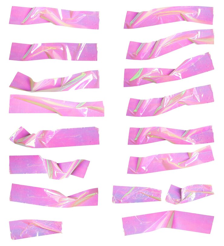 PSD pink iridescent tape strips