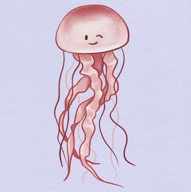 PSD pink jellyfish under the sea