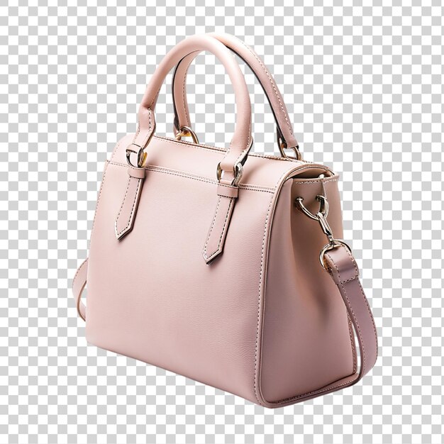 Pink leather bag isolated on transparent background