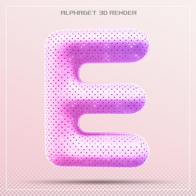 Pink letter e font alphabet 3d render