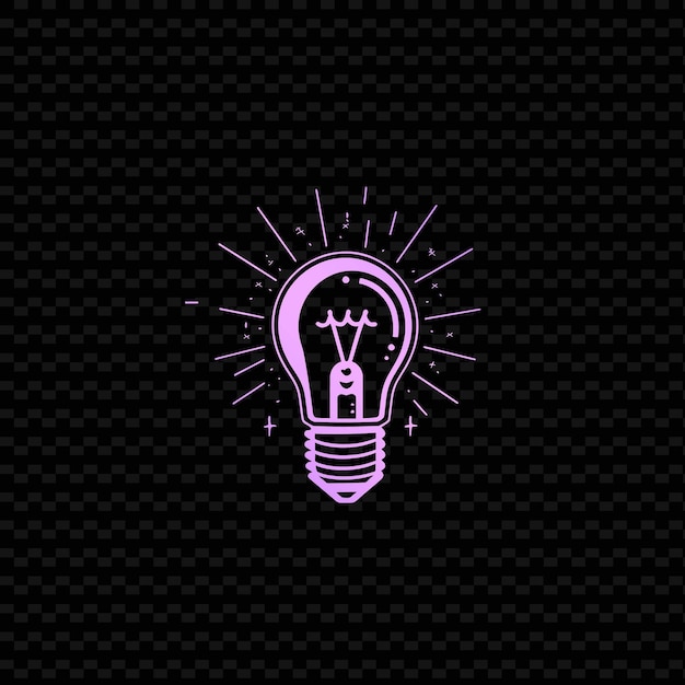 A pink light bulb with a light bulb on a black background