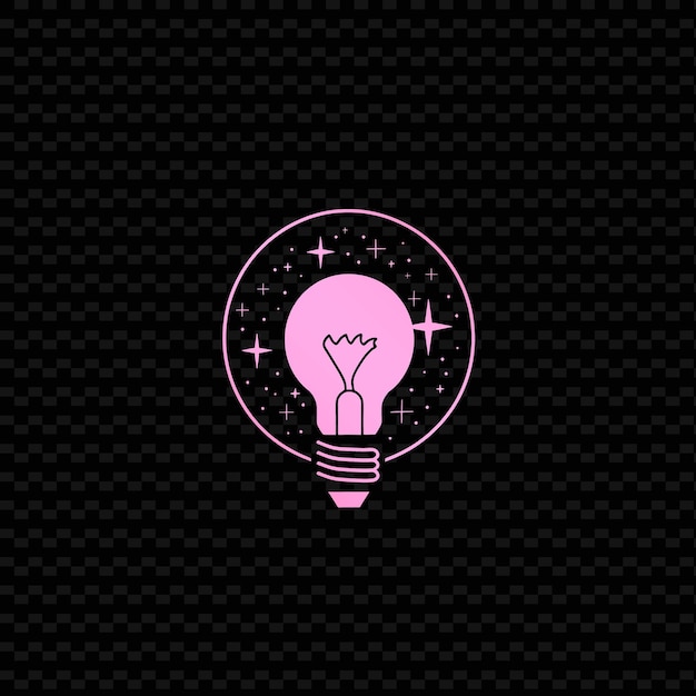 PSD a pink light bulb with the words quot light quot on the black background
