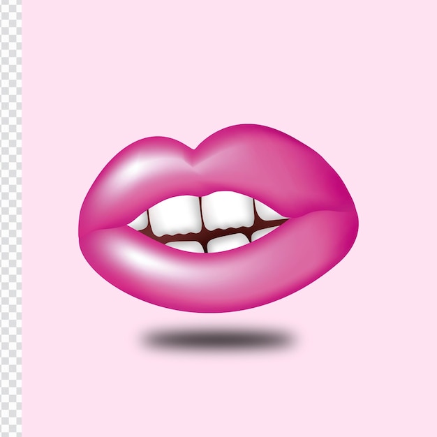 A pink lip with a pink lip and a white teeth on the bottom.