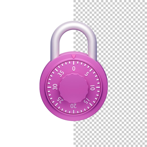 Pink locked padlock 3d illustration