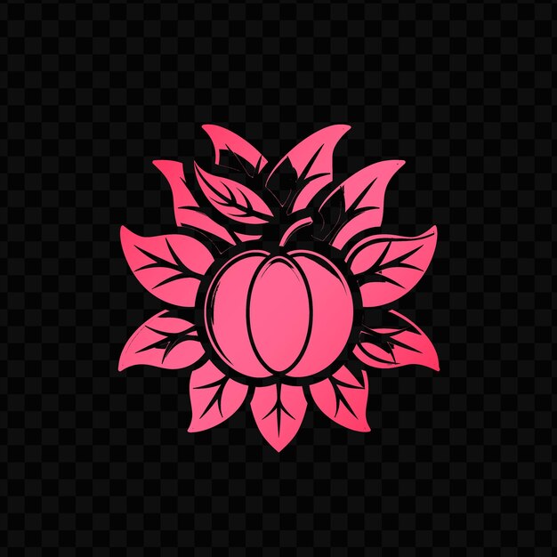 PSD pink logo with a pink flower on a black background