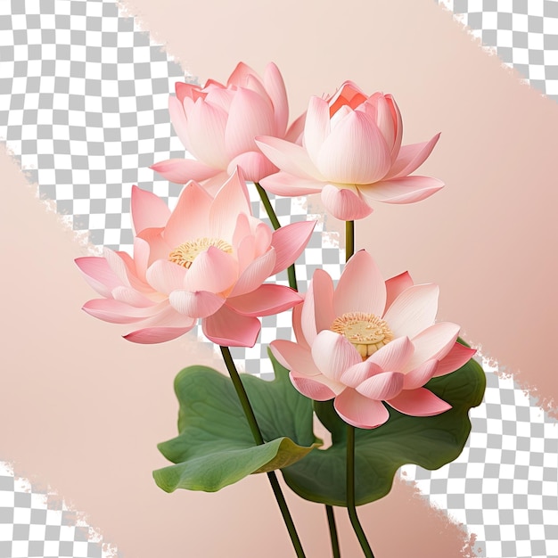 PSD pink lotus flower bouquet on a transparent background