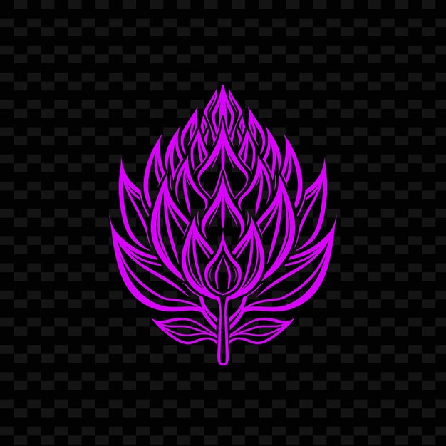 PSD a pink lotus with a black background with a pattern of flowers on it