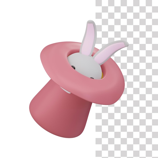 ウサギが入ったピンクの魔術師の帽子