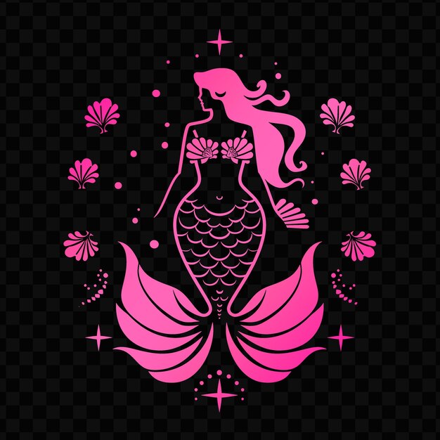 PSD a pink mermaid with a pink hair on the bottom