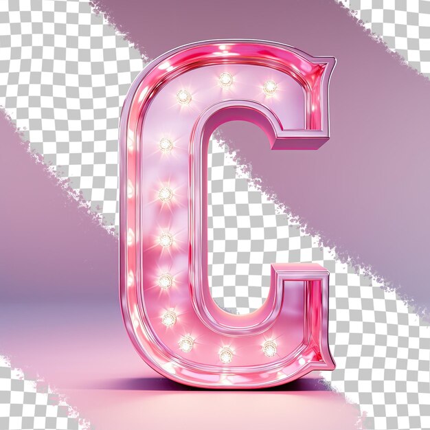 PSD a pink metallic letter g with a shiny edge pink color and ancient font isolated on transparent background with clipping path