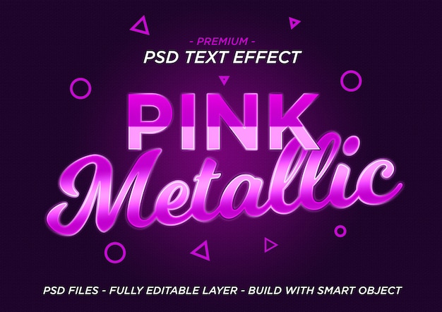 PSD pink metallic text effect