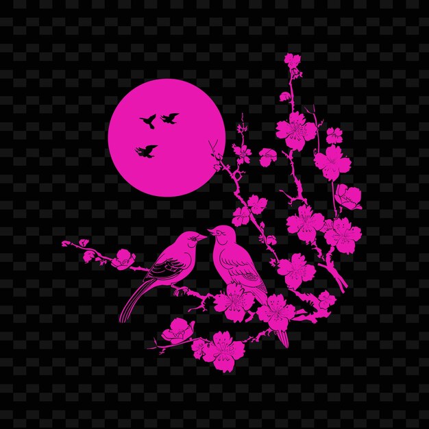 PSD a pink moon with a bird on it