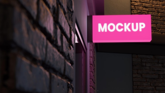 Pink neon colour night business sign