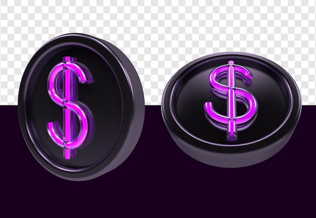 PSD pink neon dollar sign on black base