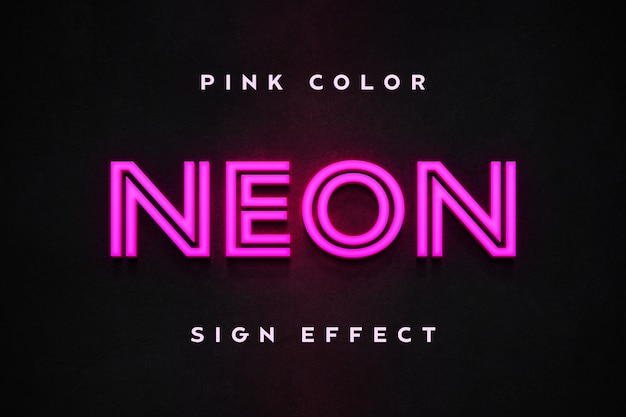 Pink neon sign effect text template