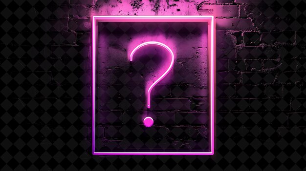 PSD a pink neon sign with a question mark on it